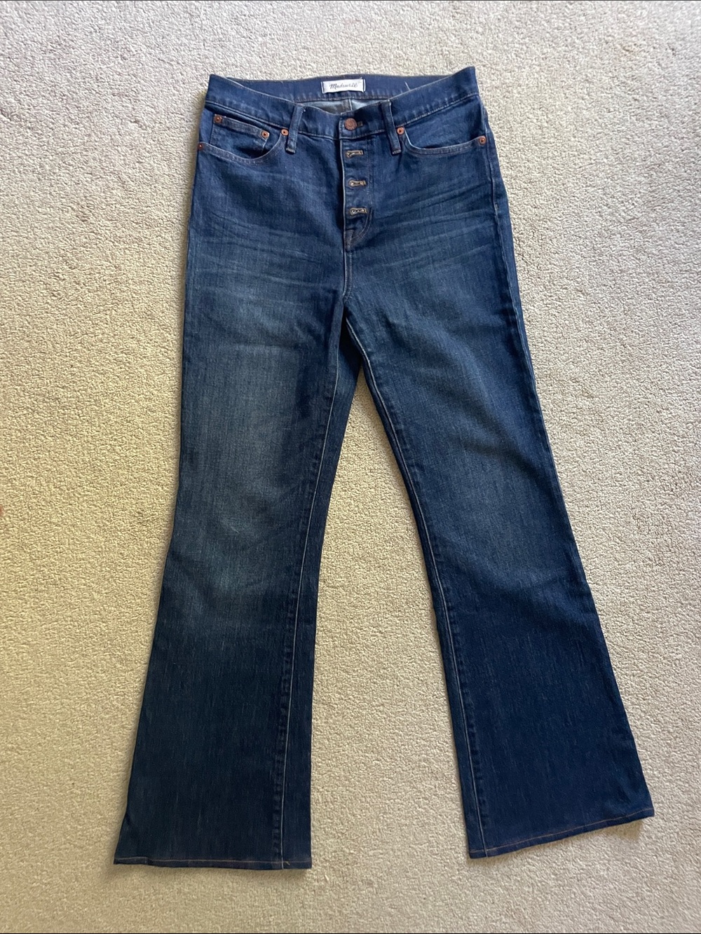 Madewell Dark Blue Button-Fly Flare Jeans